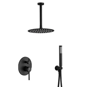 10 Inch Matte Black Shower System Round