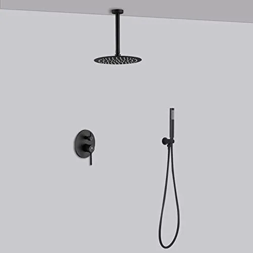 10 Inch Matte Black Shower System Round
