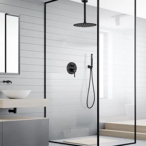 10 Inch Matte Black Shower System Round