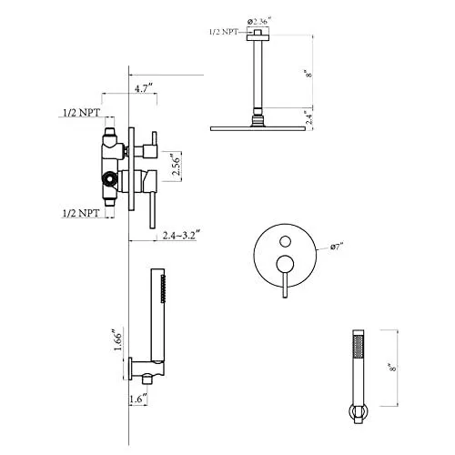 10 Inch Matte Black Shower System Round