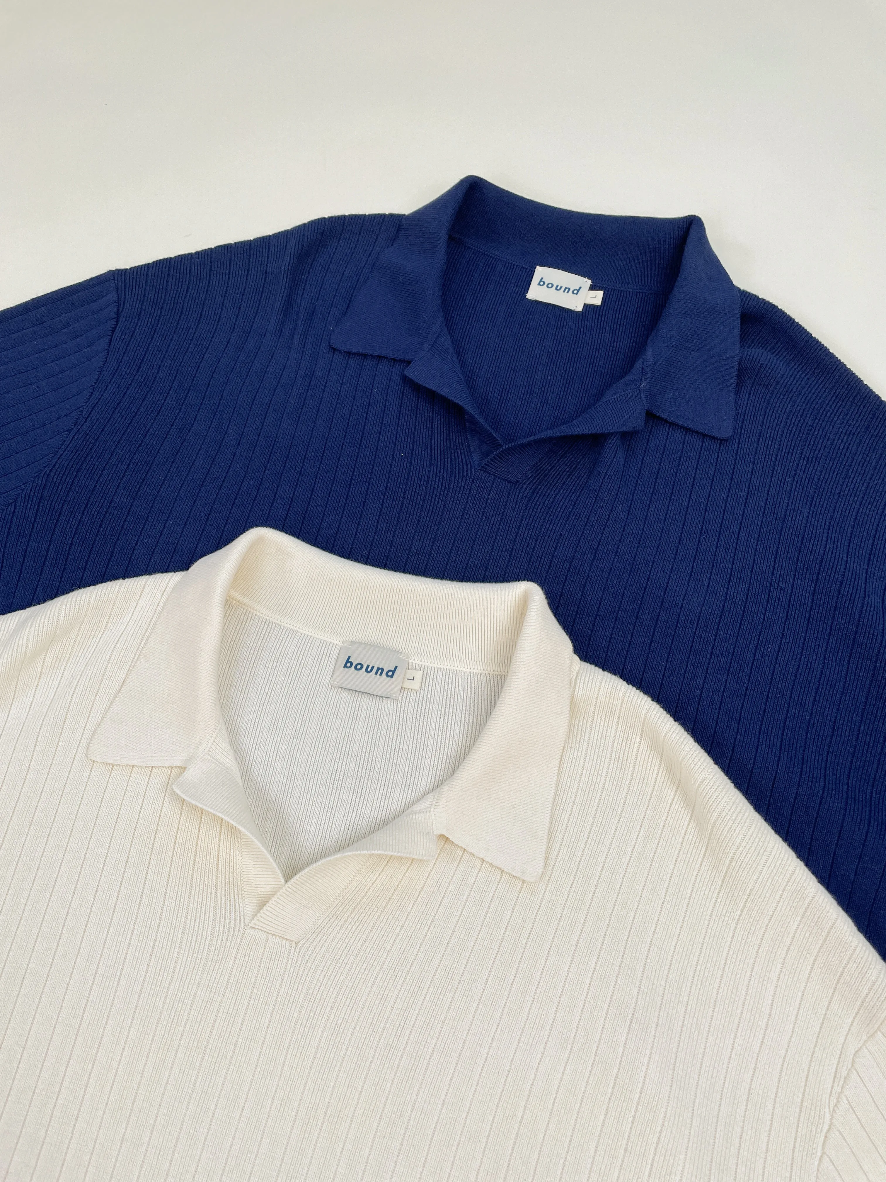 BALEARIC RIBBED KNIT POLO - ECRU