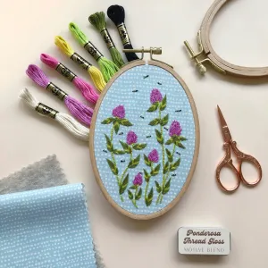 Bees Among Clover - Flower Embroidery Kit for Intermediate Stitchers