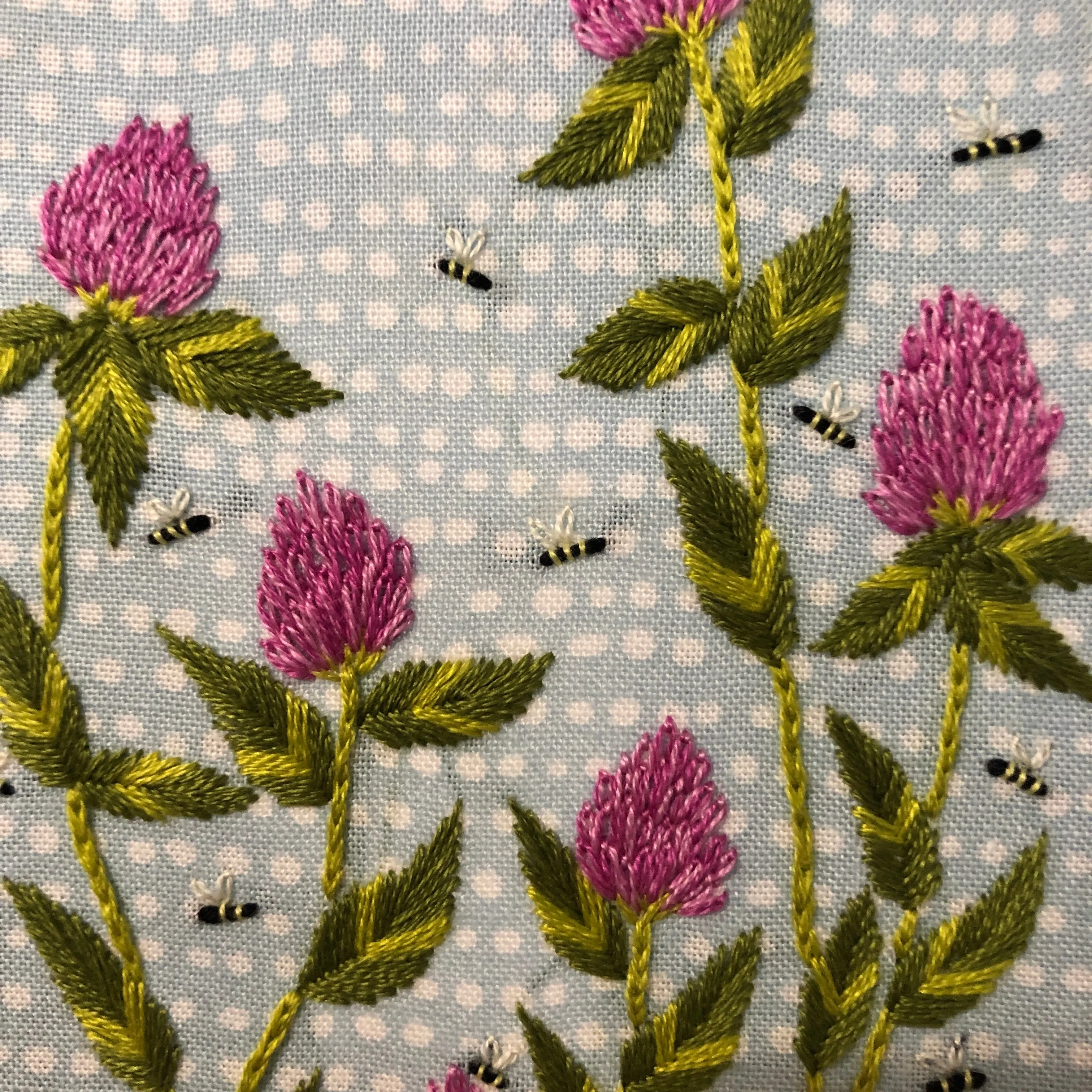 Bees Among Clover - Flower Embroidery Kit for Intermediate Stitchers