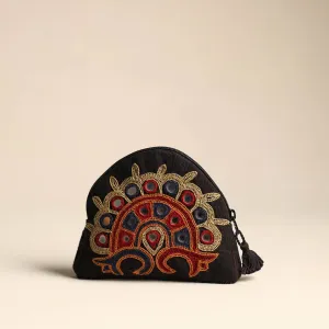 Black - Kutch Ahir Hand Embroidery Cotton Coin Pouch 21