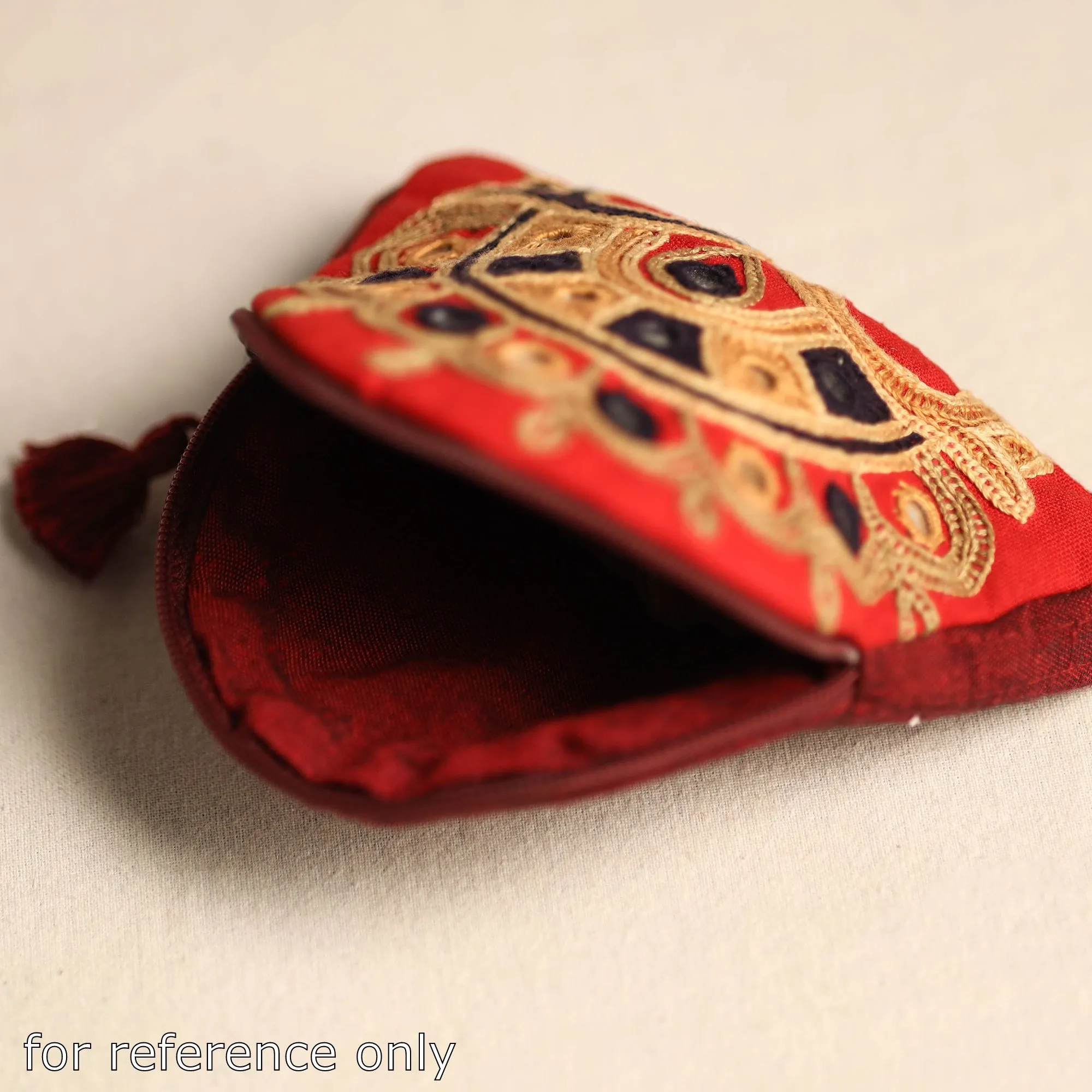 Black - Kutch Ahir Hand Embroidery Cotton Coin Pouch 21