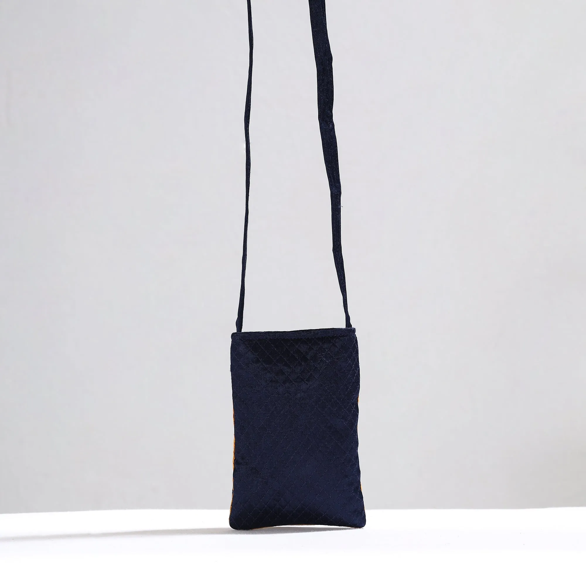 Black - Kutch Pakko Hand Embroidery Mirror Work Mashru Silk Sling Bag 86