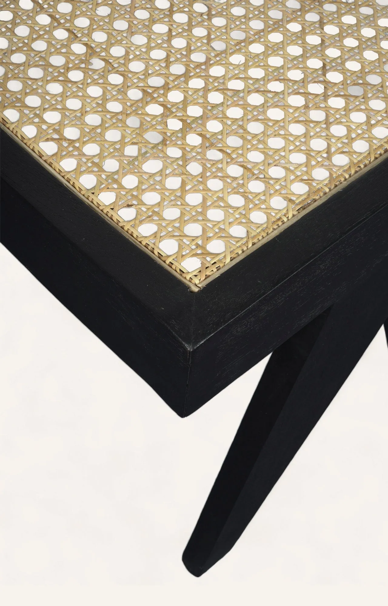 Black Rattan Stool