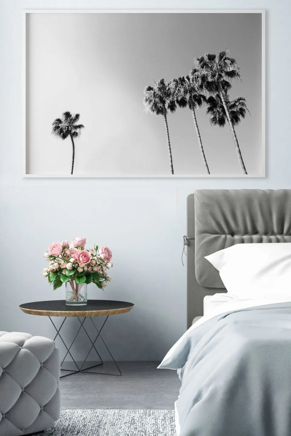 Black   White Palm White Framed A1 Print
