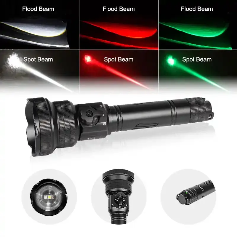 Brinyte T28 3-Color-In-1 Zoomable Rechargeable Night Hunting Light For Coyotes, Foxes, Bobcats, And Hogs