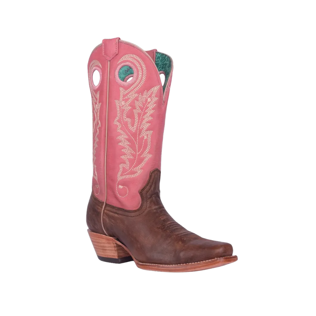 Corral Women's Embroidery Square Toe Western Brown & Pink Boots