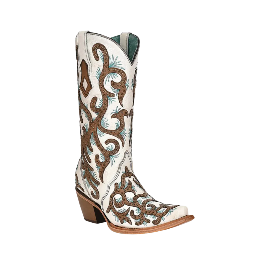 Corral Women's White Overlay Embroidered Studded Boots