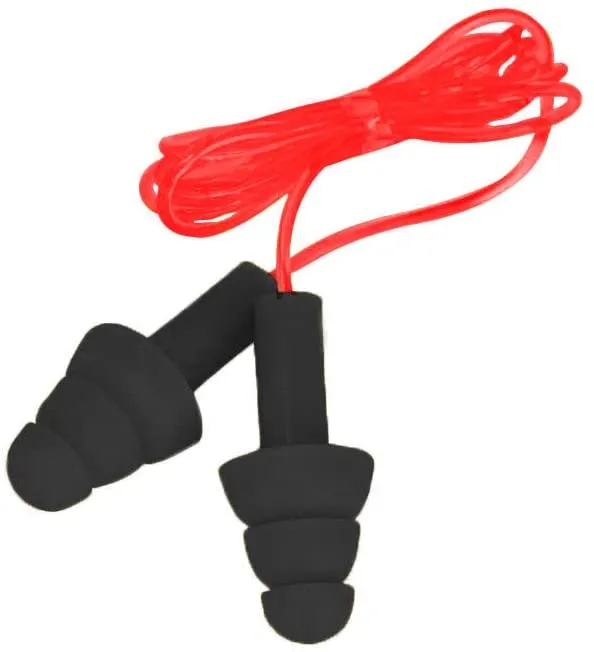 CovertX Ear Plugs, Noise Reducing Ear Plug, Corded, Black with Red Cord