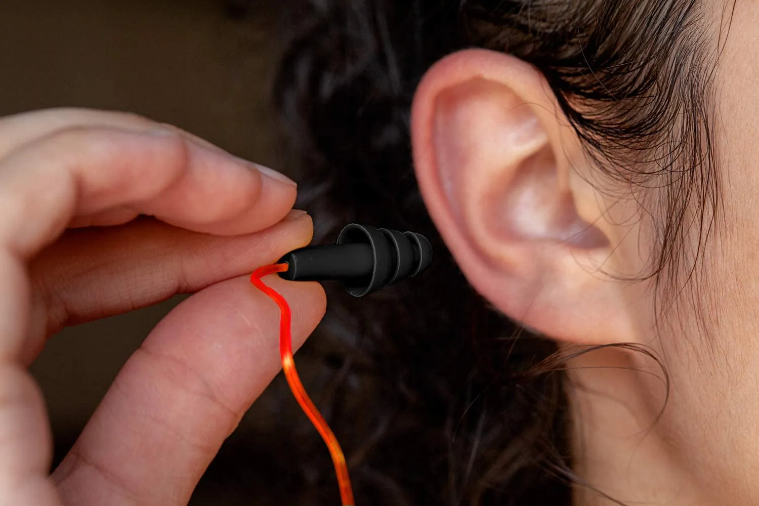 CovertX Ear Plugs, Noise Reducing Ear Plug, Corded, Black with Red Cord