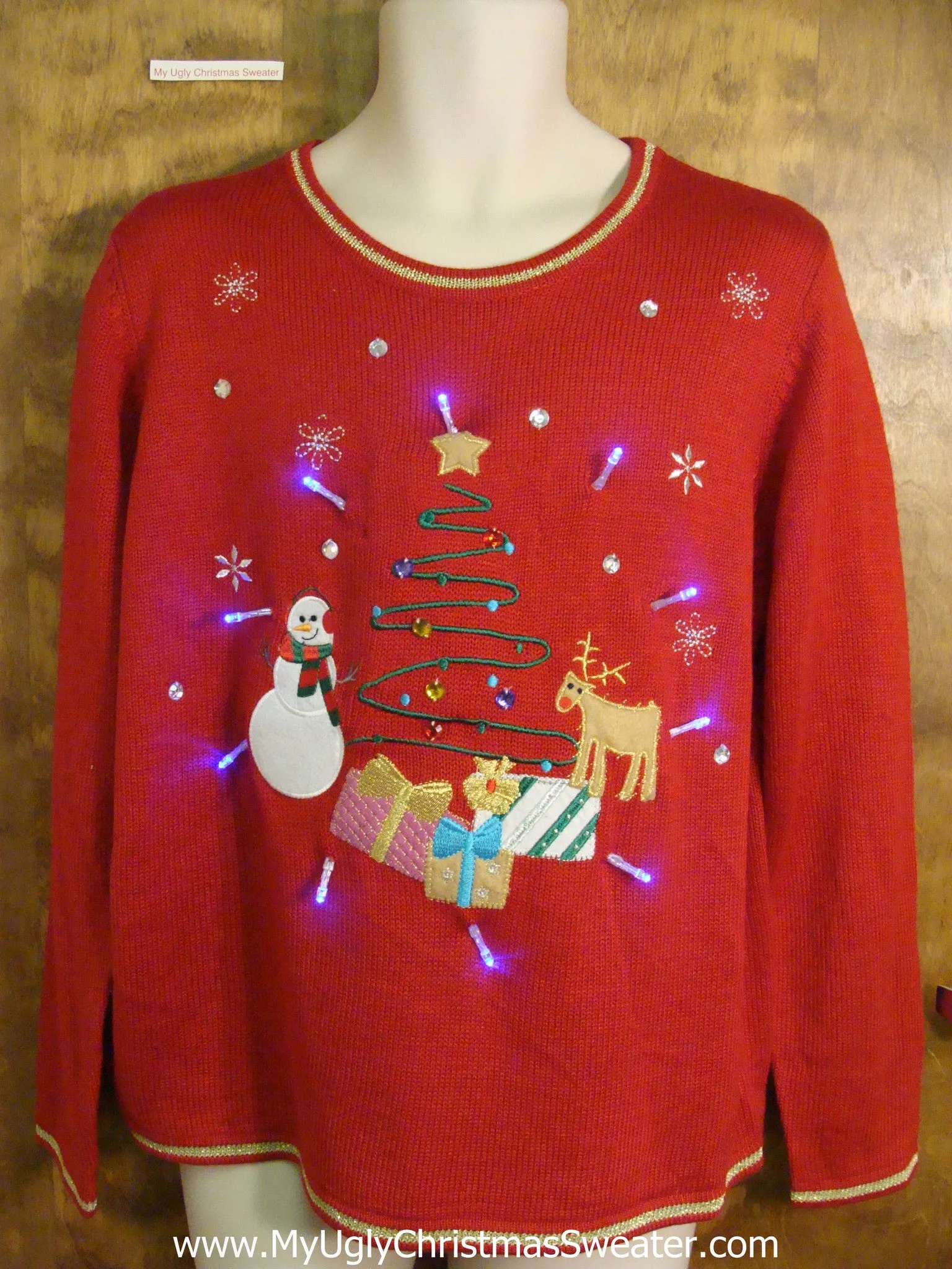 Cute Light Up Cheesy Christmas Sweater with Reindeer