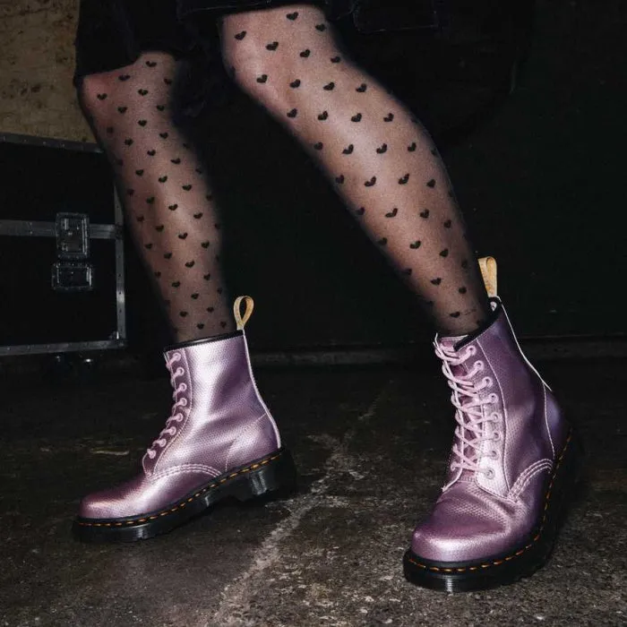 Dr Martens Vegan 1460 Pink Lavender Alumix Hex Emboss