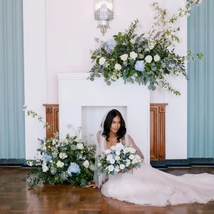 Dusty Blue and Cream Ceremony Flowers