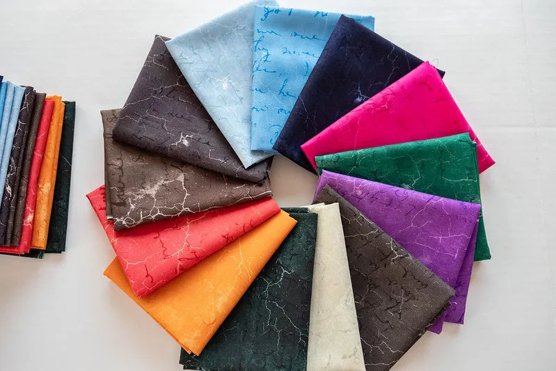 Fabric Bundle of 13 Fat 1/4s from CRACKED SHADOW Collection, by Tim Holtz for Free Spirit Fabrics