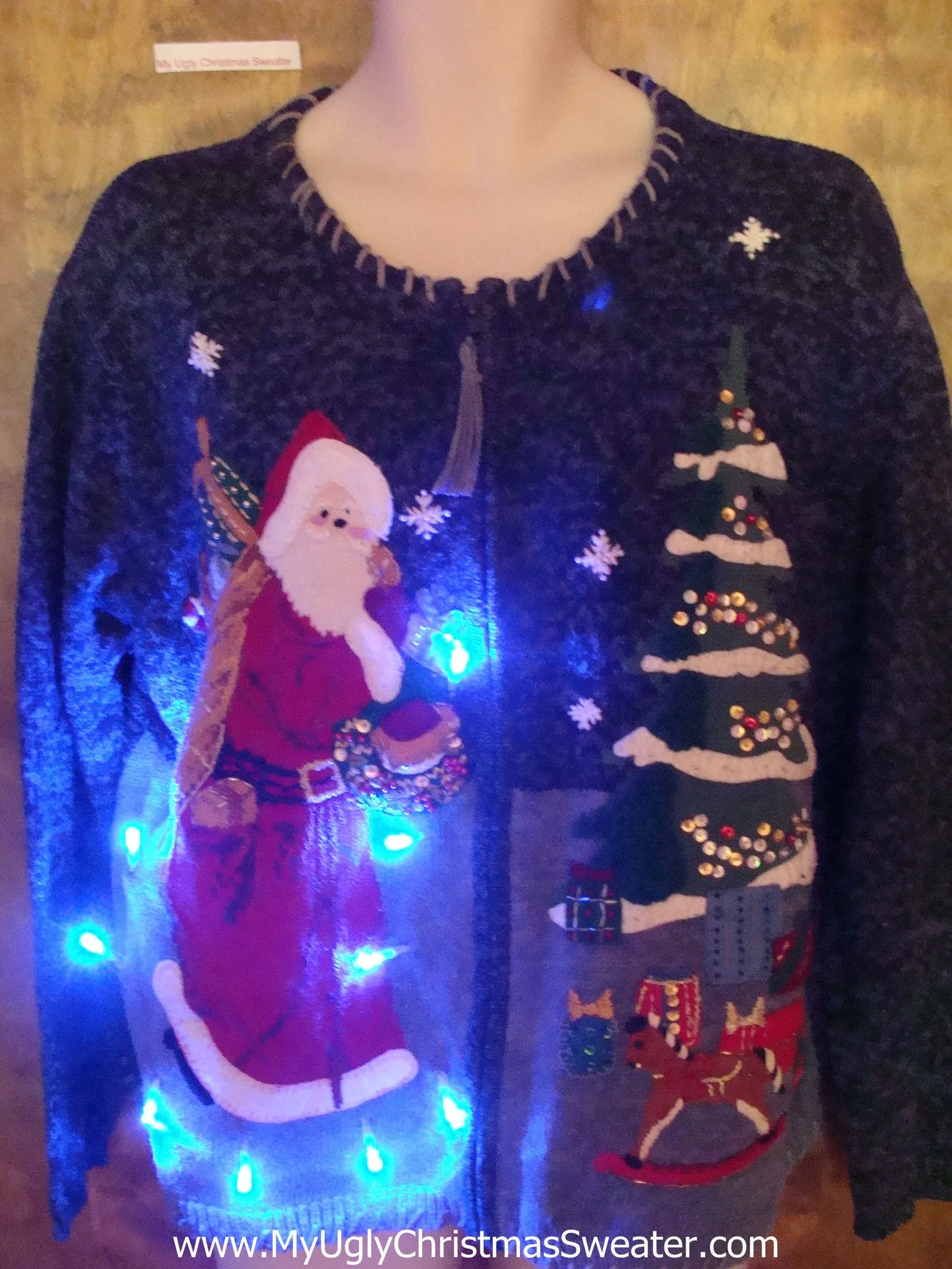 Fancy Dressed Santa Light Up Ugly Xmas Sweater