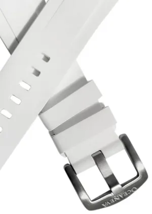 FKM White Rubber Strap - BRUSHED Steel Buckle