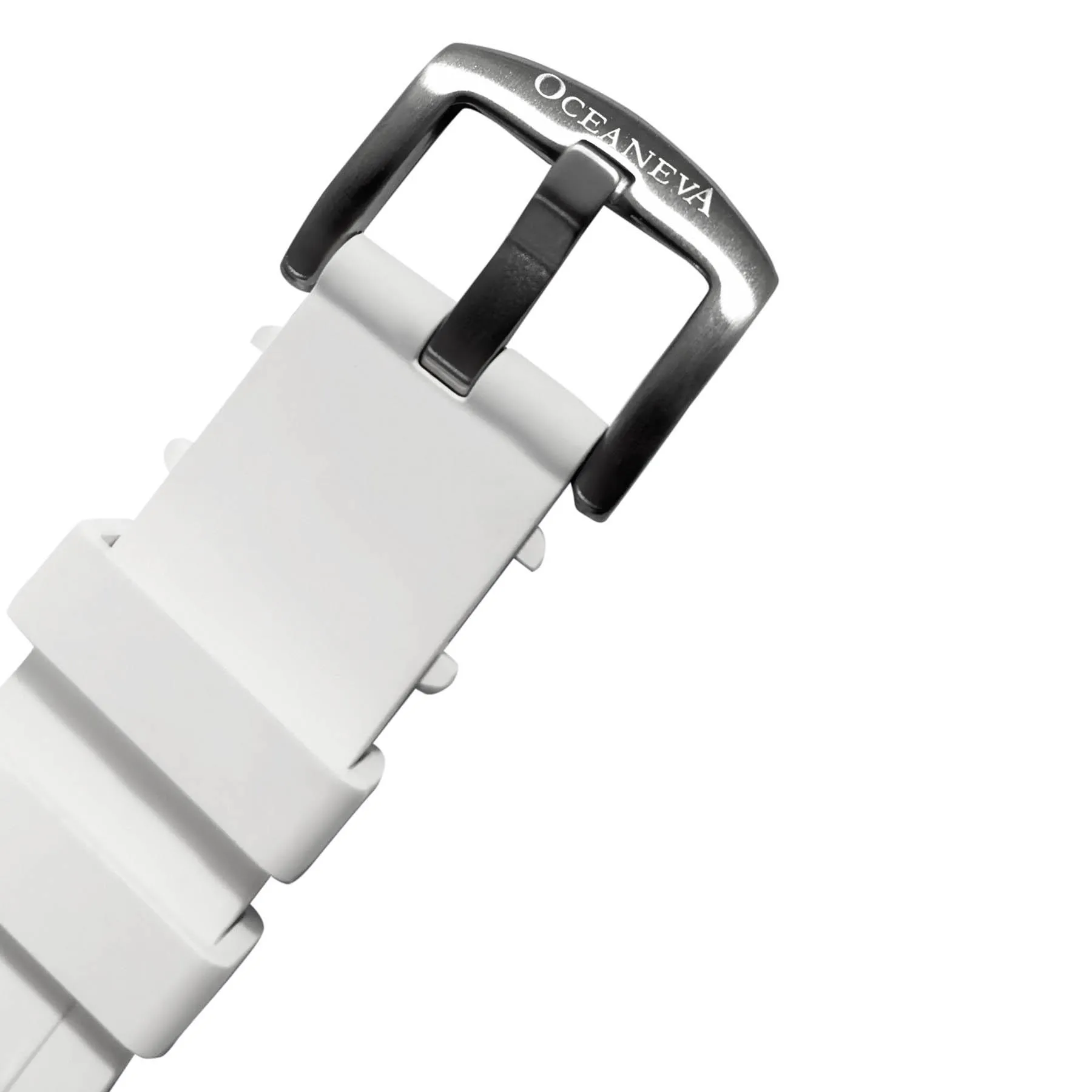FKM White Rubber Strap - BRUSHED Steel Buckle