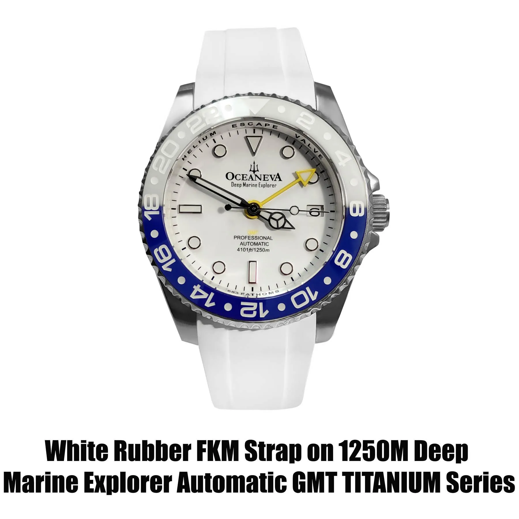 FKM White Rubber Strap - BRUSHED Steel Buckle