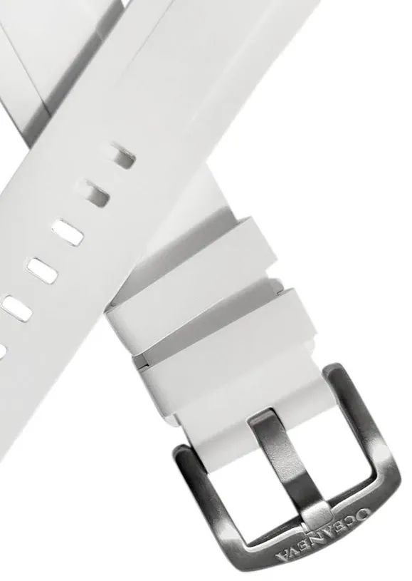 FKM White Rubber Strap - BRUSHED Steel Buckle