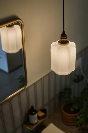 Glass and Antique Brass Lantern Pendant Lights