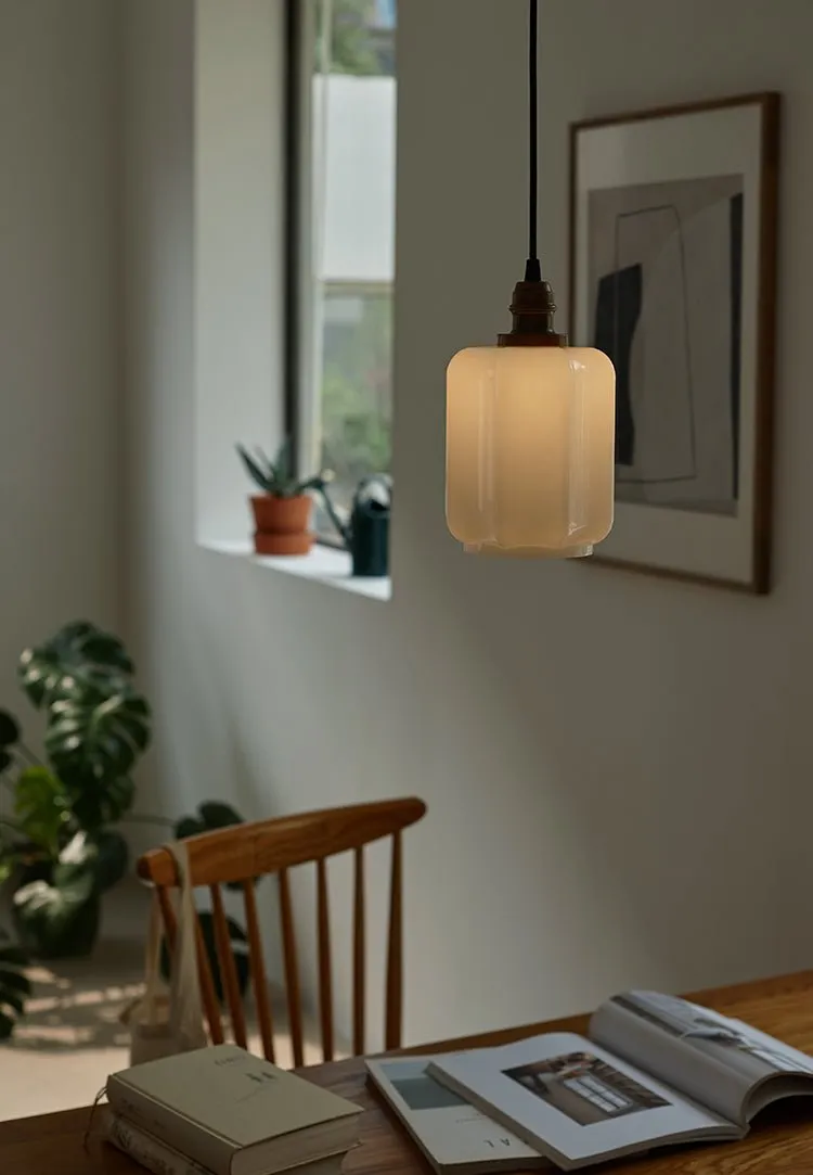 Glass and Antique Brass Lantern Pendant Lights