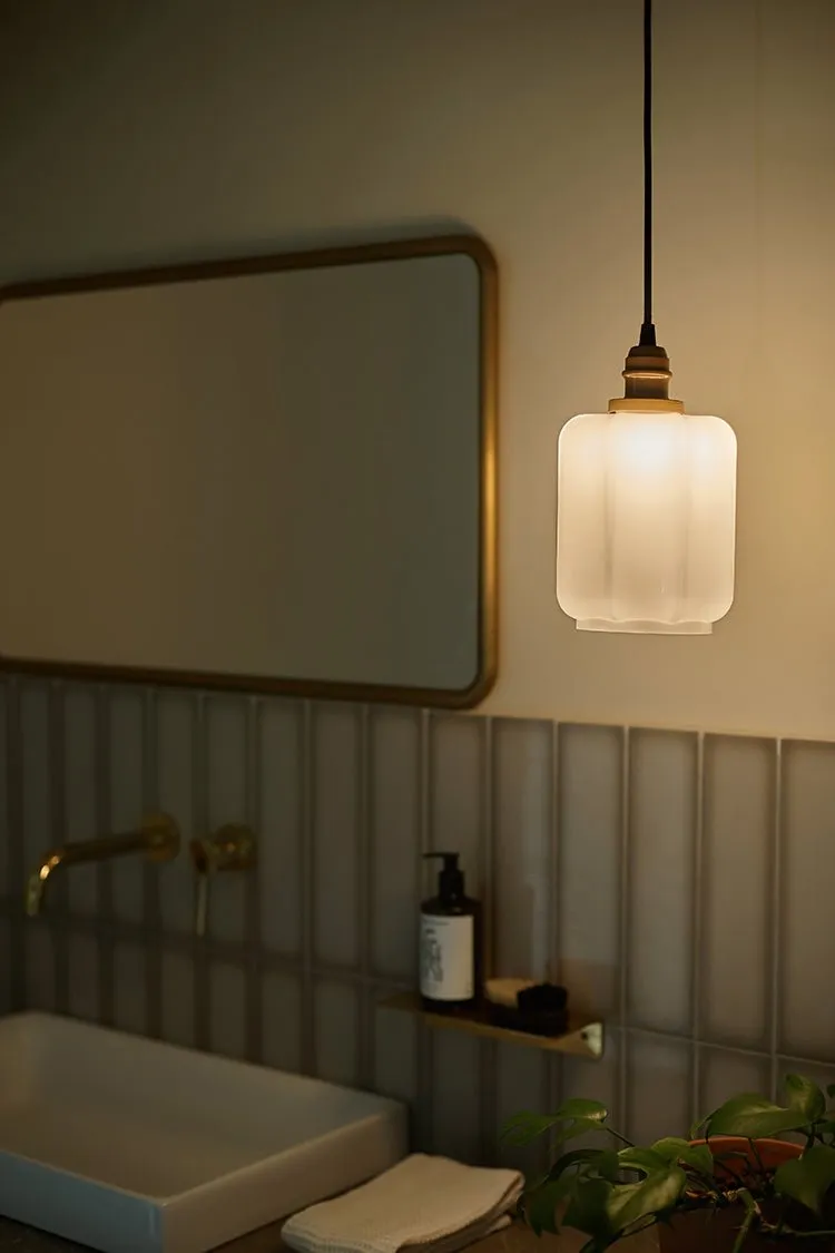 Glass and Antique Brass Lantern Pendant Lights