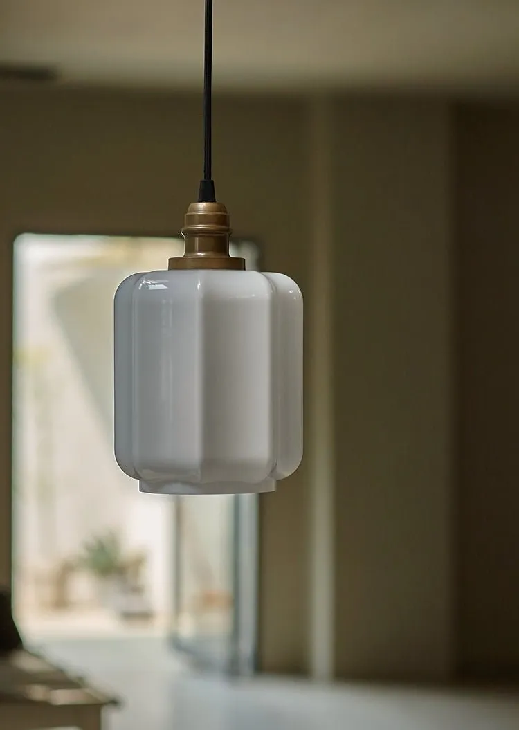Glass and Antique Brass Lantern Pendant Lights