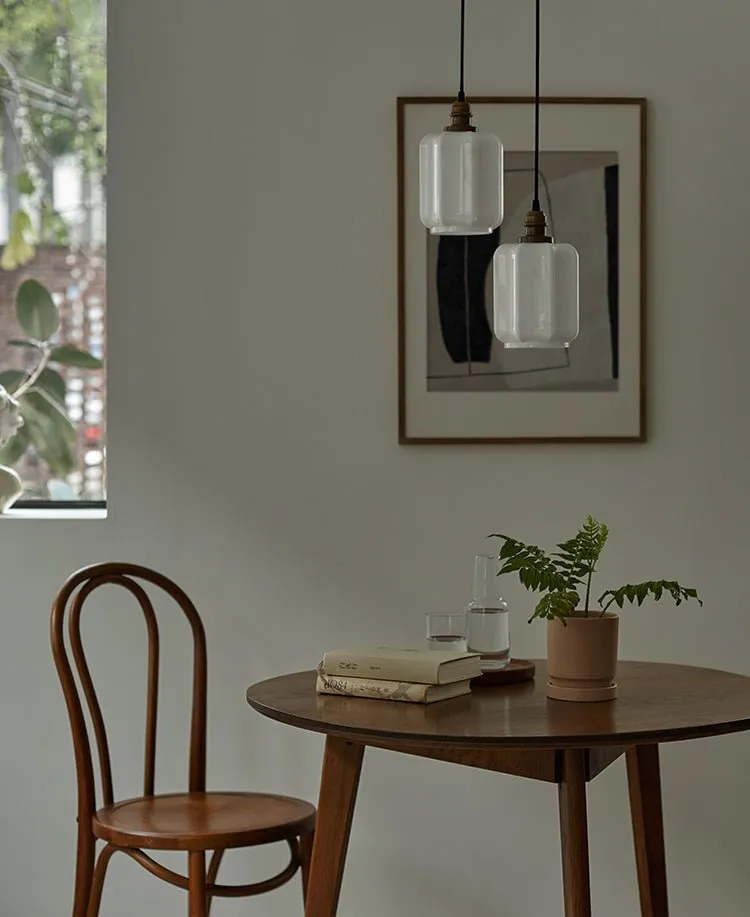 Glass and Antique Brass Lantern Pendant Lights