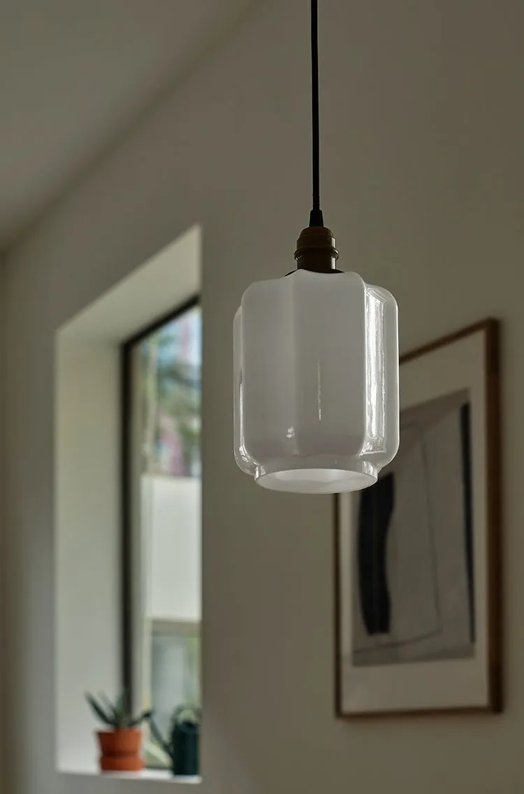 Glass and Antique Brass Lantern Pendant Lights