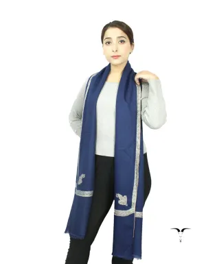 Ink Blue Pashmina Shawl With Sozni Work 5769