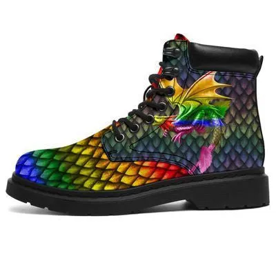 Lgbt Dragon Vegan Leather Boots - Christian Shoes For Men And Women
