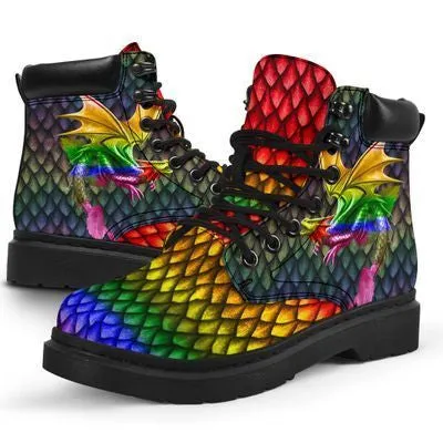 Lgbt Dragon Vegan Leather Boots - Christian Shoes For Men And Women