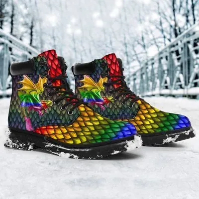 Lgbt Dragon Vegan Leather Boots - Christian Shoes For Men And Women