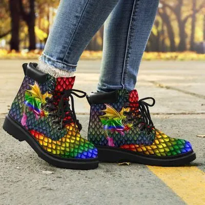 Lgbt Dragon Vegan Leather Boots - Christian Shoes For Men And Women