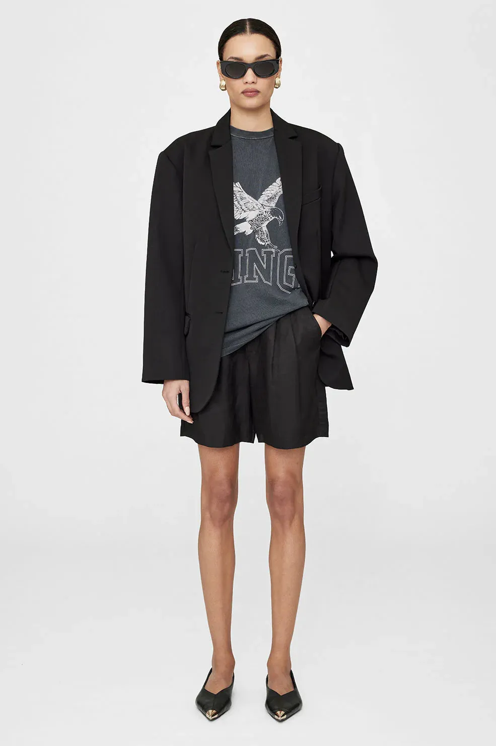 Lili Tee Retro Eagle- Washed Black