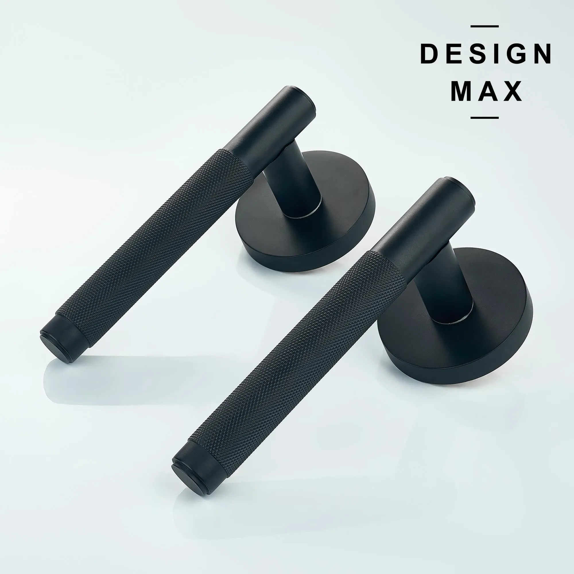 Matte Black Knurled Interior Door Set - Lever Door Handle