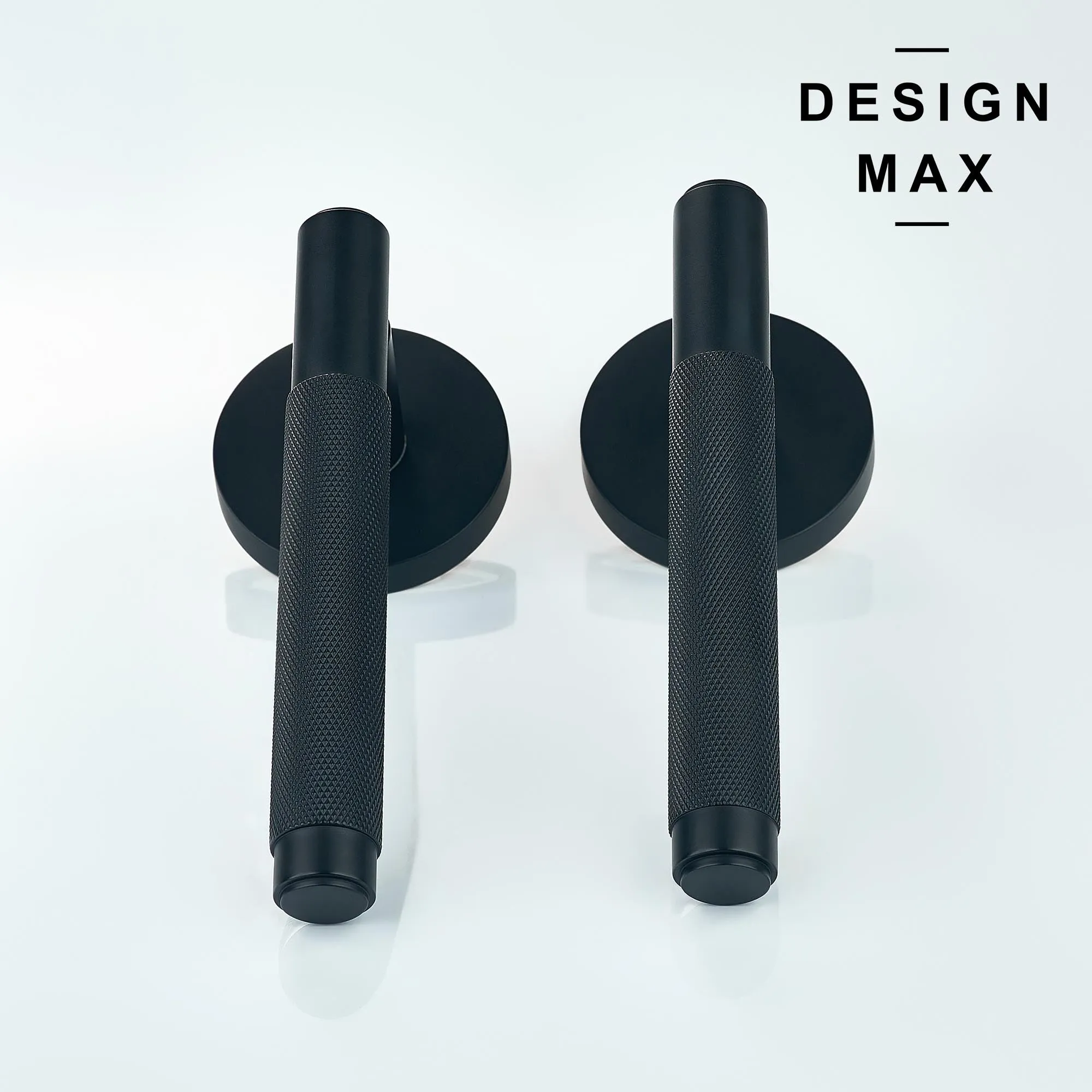 Matte Black Knurled Interior Door Set - Lever Door Handle