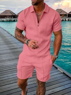 Men's Fashion Short Sleeve Lapel Shirt Set