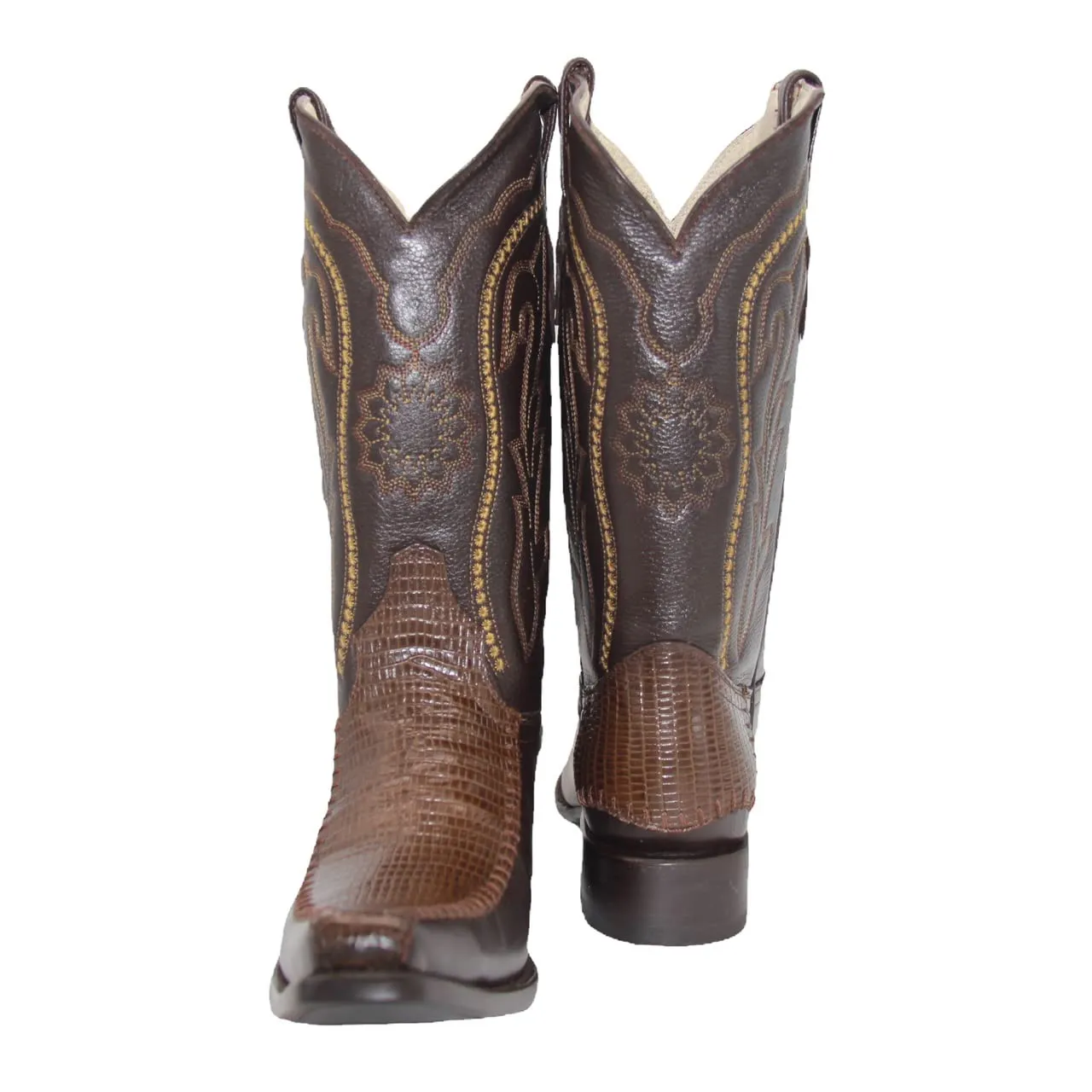 Men’s Genuine Leather Lizard Print Mid Calf Dress Cowboy Boots