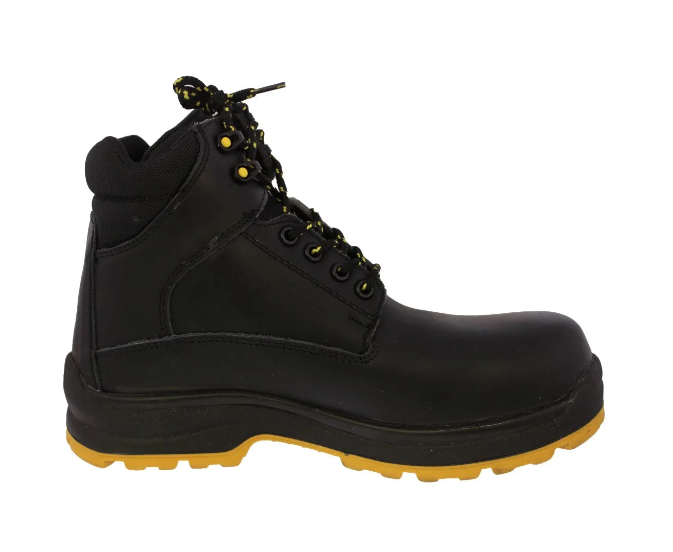 Mens #ST60 Black Leather Work Boots Lace Up - Steel Toe