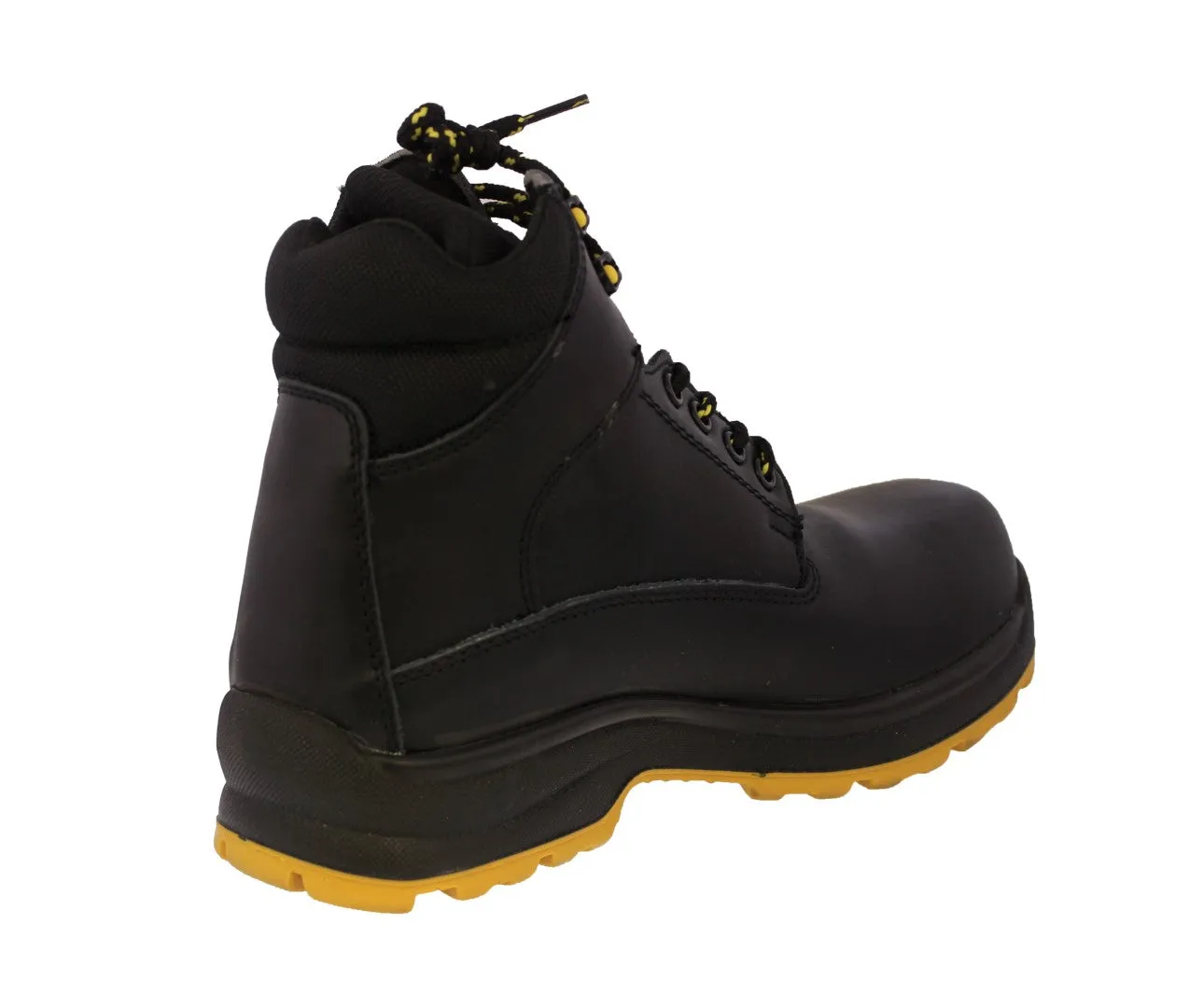 Mens #ST60 Black Leather Work Boots Lace Up - Steel Toe