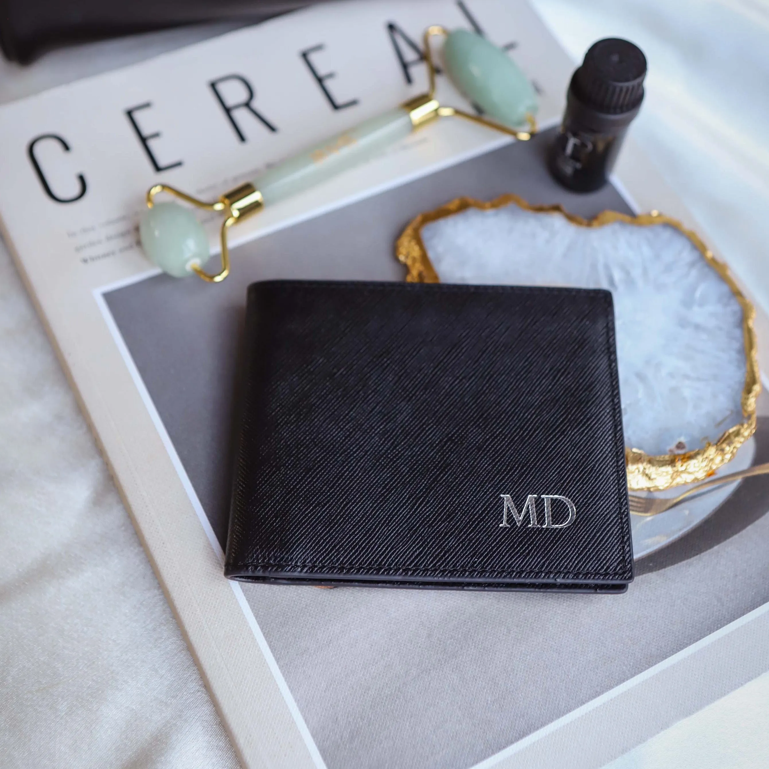 'Nara' Black Saffiano Leather Wallet