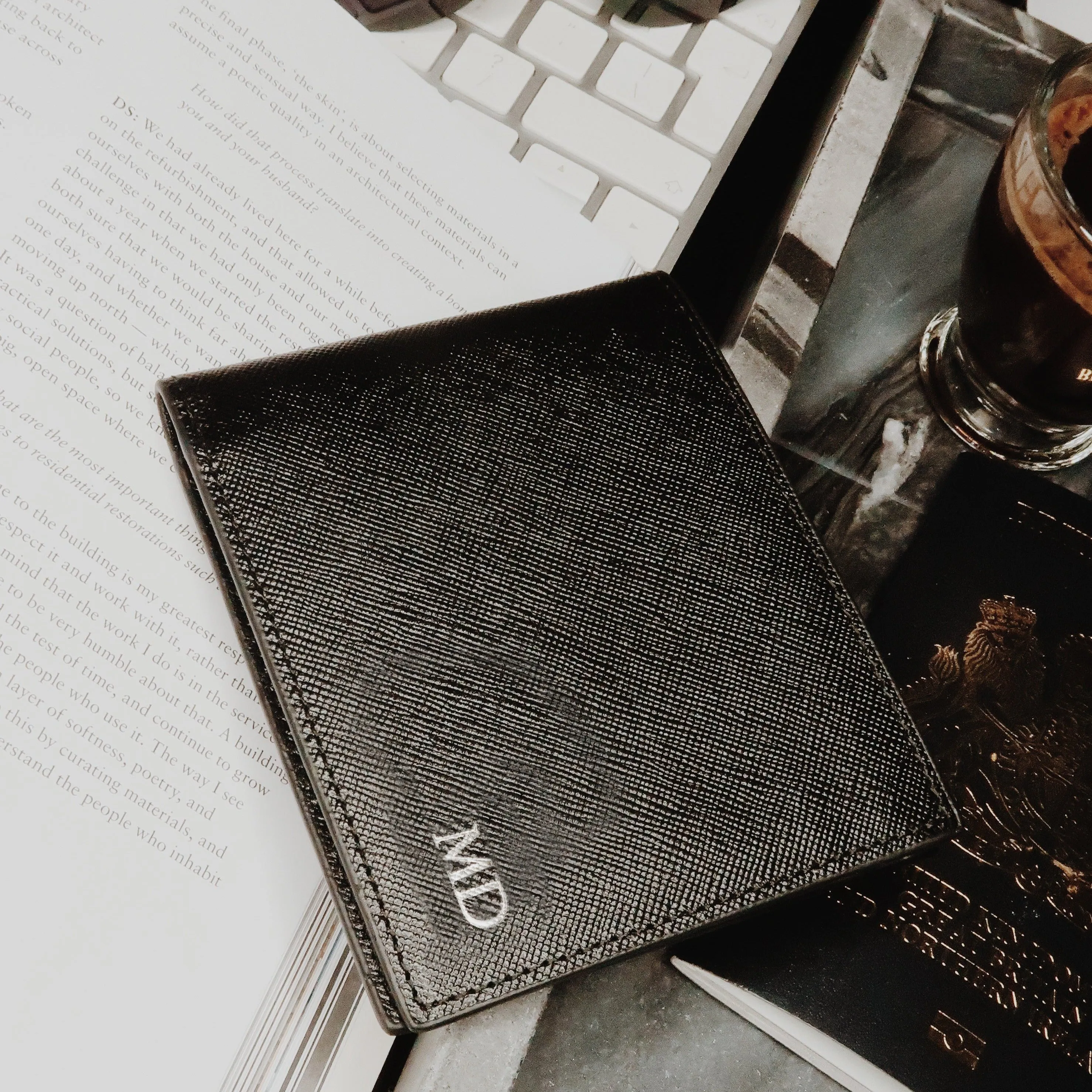 'Nara' Black Saffiano Leather Wallet