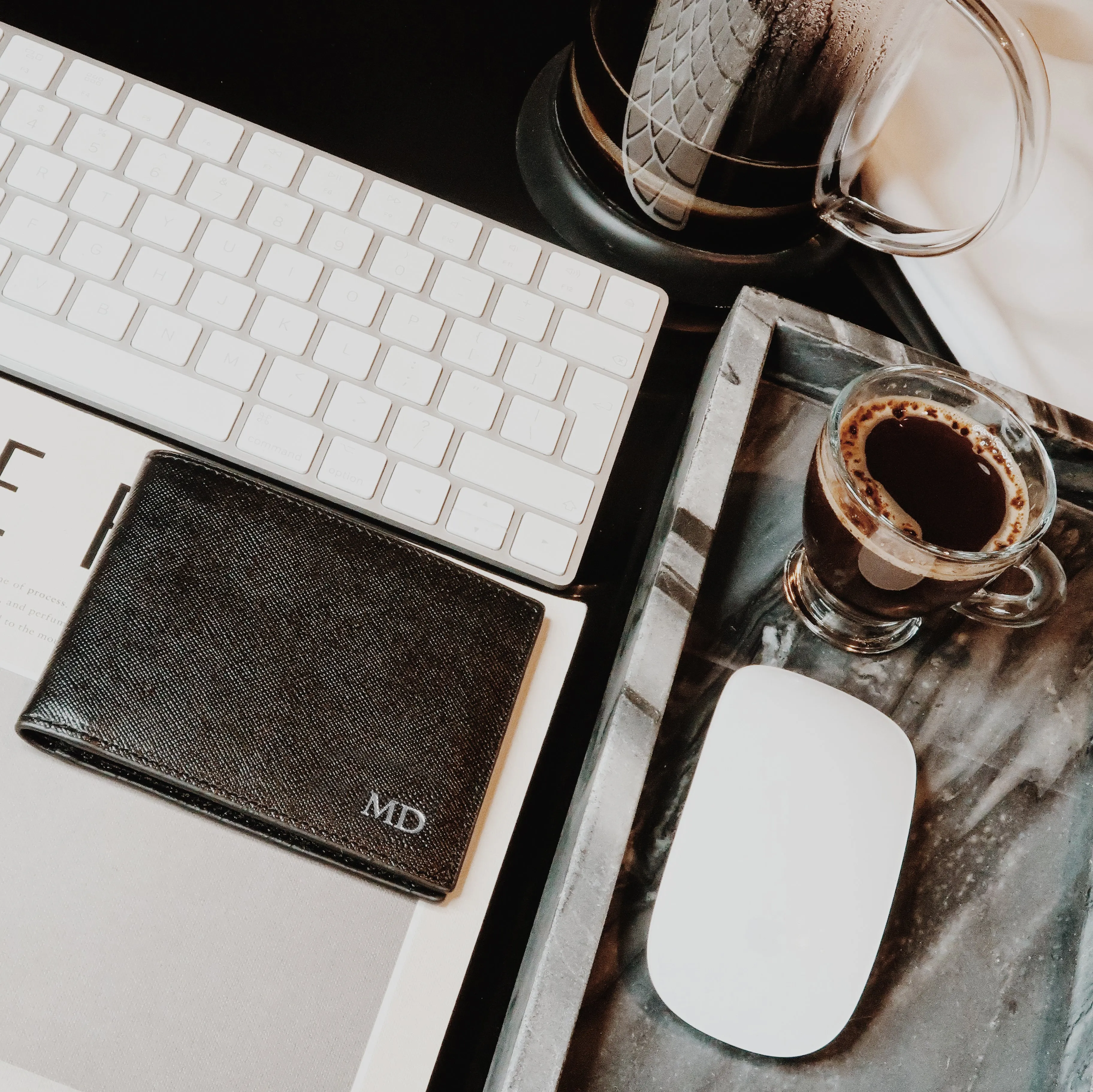 'Nara' Black Saffiano Leather Wallet