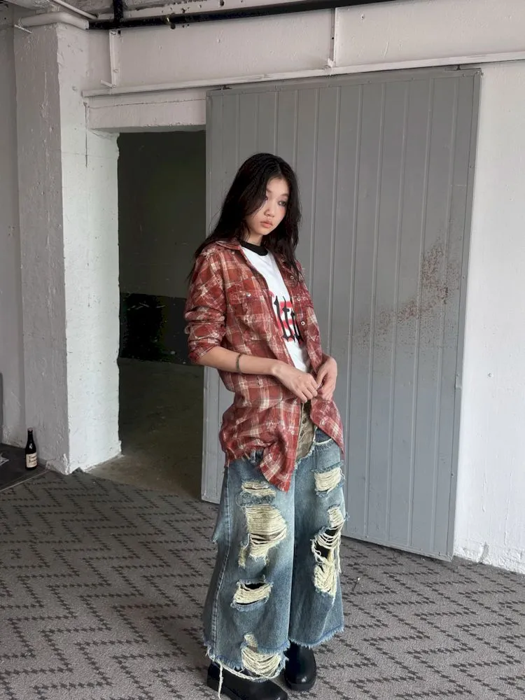 Old Studded Plaid Swoosh Work Shirt【s0000008494】