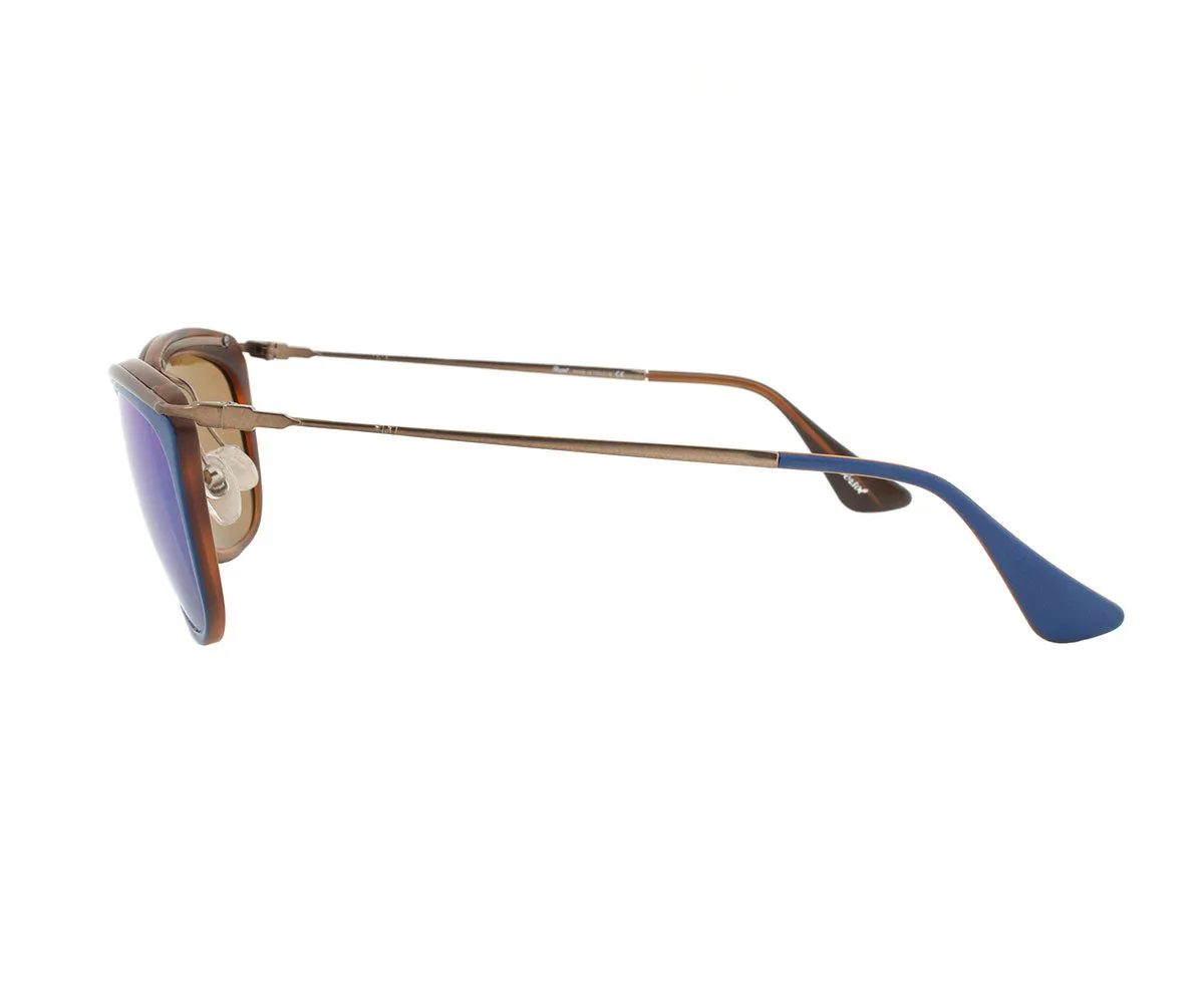 Persol PO3081S 1009/07 Sunglasses | Blue and Matte Havana Frame | Brown Mirror Gold Lens