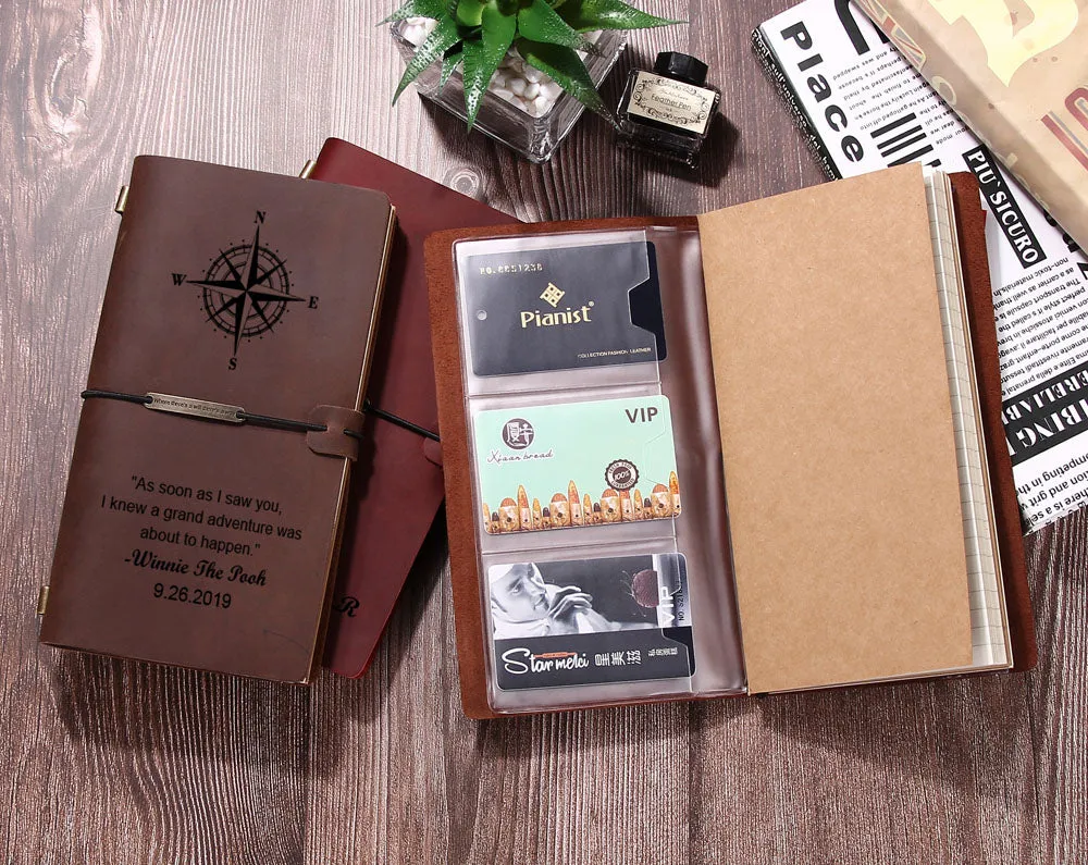 Personalized Vintage Refillable Travel Leather Notebook